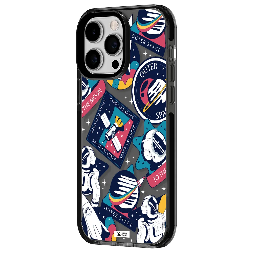 Astronaut Stickers Apple iPhone 14 pro max impact Smoke Black Case