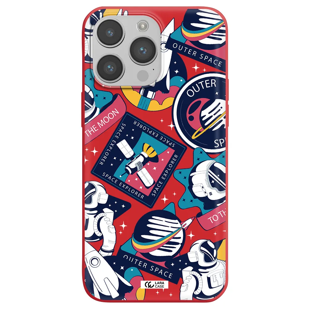 Astronaut Stickers Apple iPhone 14 pro max Silicone Imperial Red Case