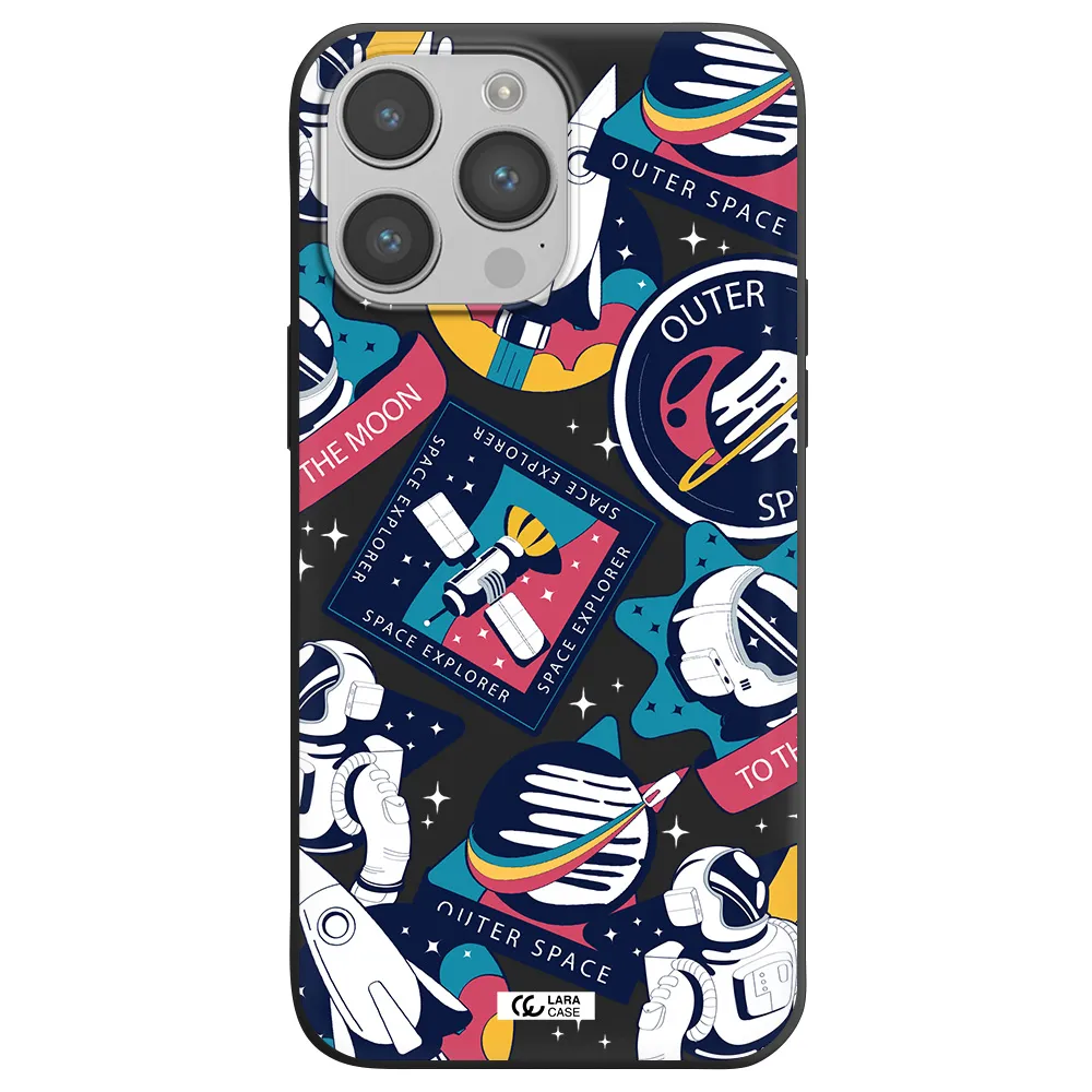 Astronaut Stickers Apple iPhone 14 pro Silicone black Case