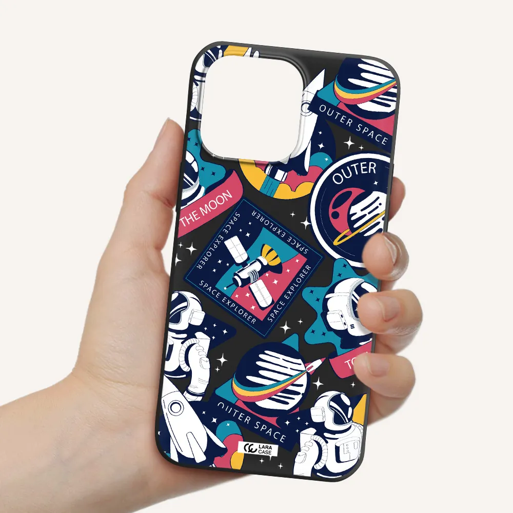 Astronaut Stickers Apple iPhone 14 pro Silicone black Case