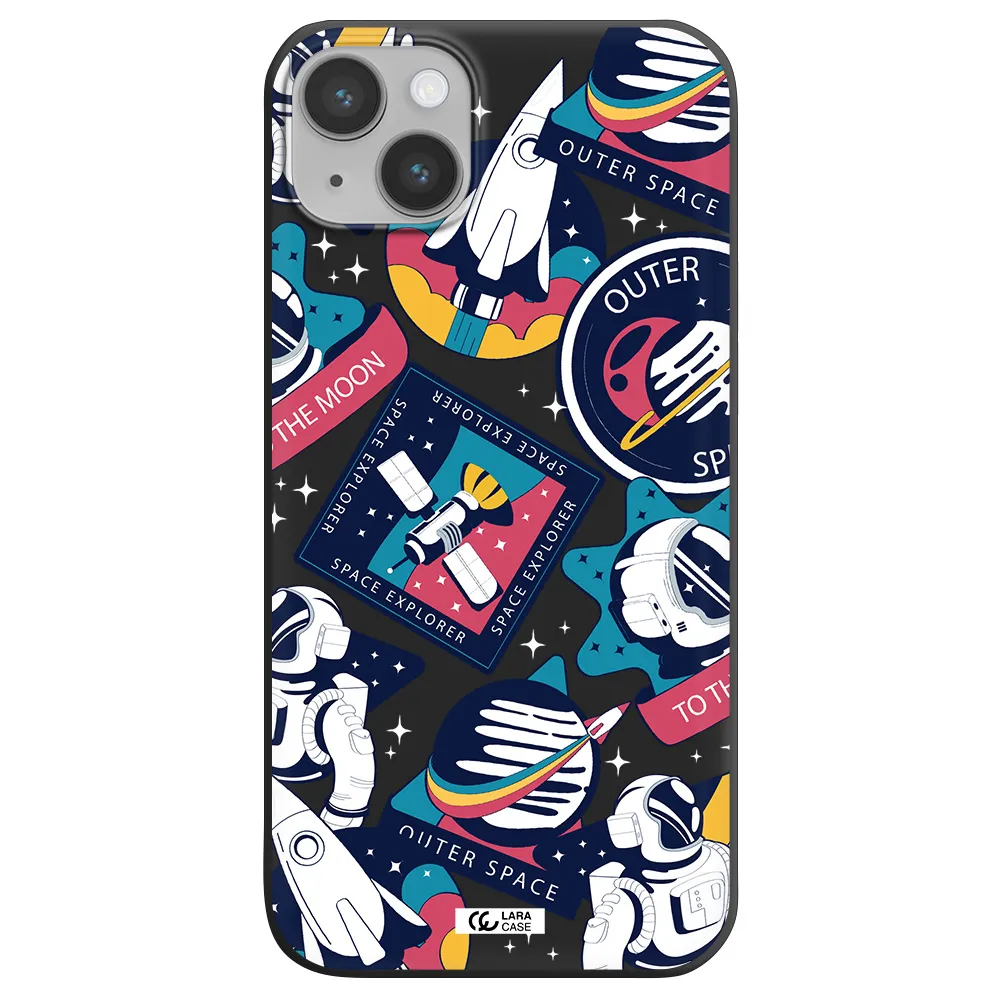 Astronaut Stickers Apple iPhone 14 Silicone black Case