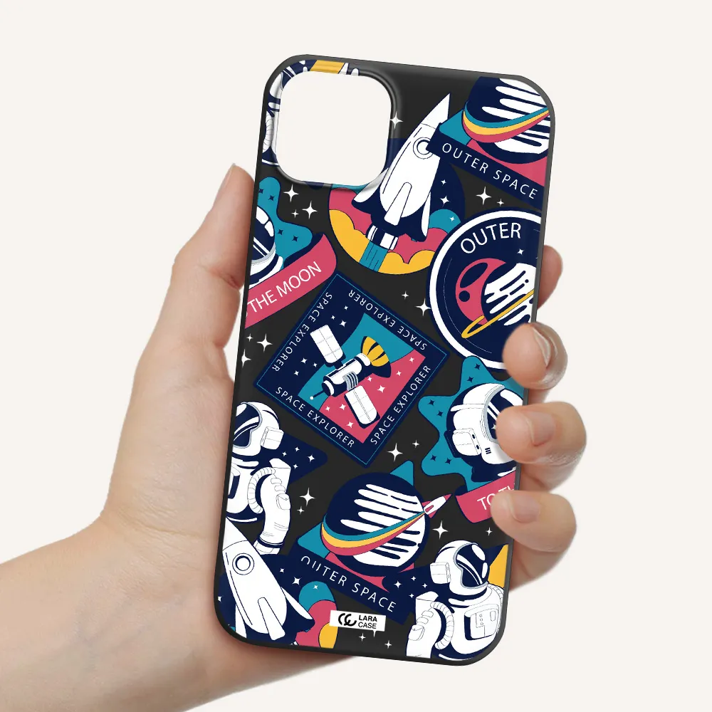 Astronaut Stickers Apple iPhone 14 Silicone black Case