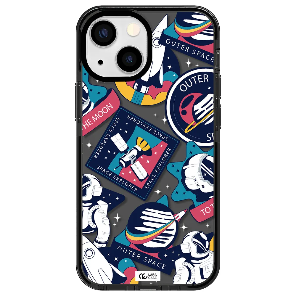 Astronaut Stickers Apple iPhone 15 impact Smoke Black Case