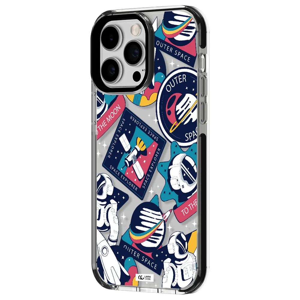 Astronaut Stickers Apple iPhone 15 Pro Max impact black border Case