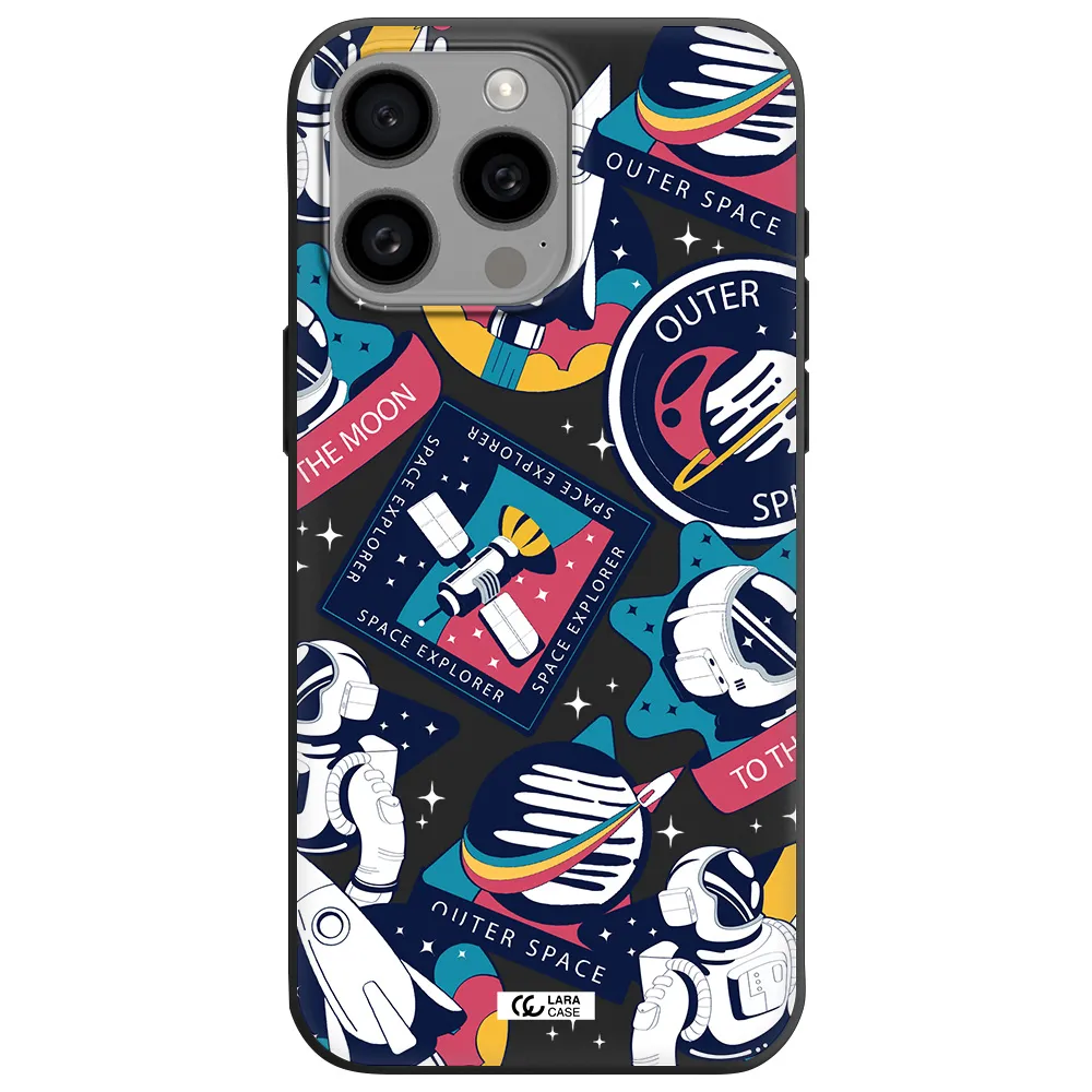 Astronaut Stickers Apple Iphone 15 Pro max Silicone black Case