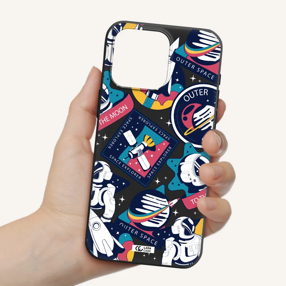 Astronaut Stickers Apple Iphone 15 Pro max Silicone black Case