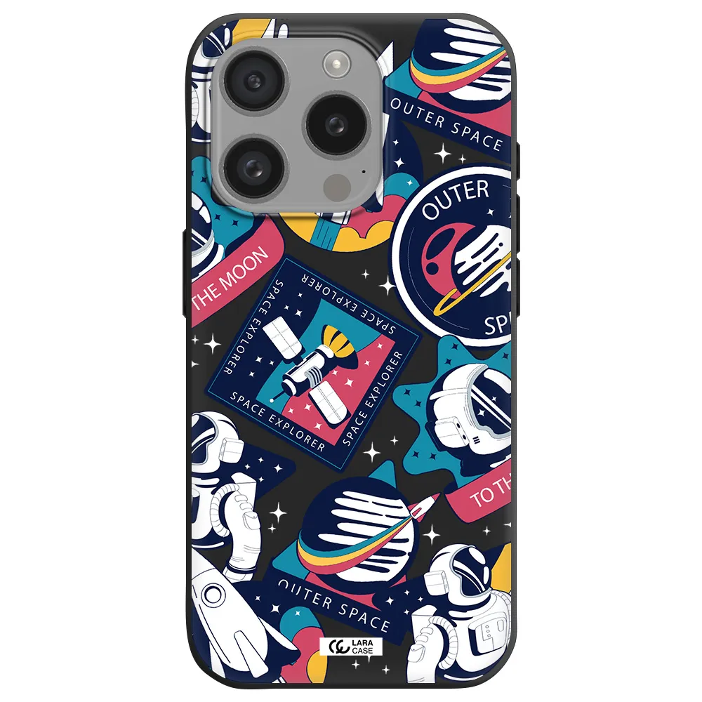 Astronaut Stickers Apple Iphone 15 Pro Silicone Black Case