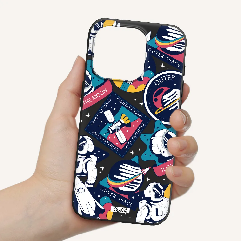 Astronaut Stickers Apple Iphone 15 Pro Silicone Black Case