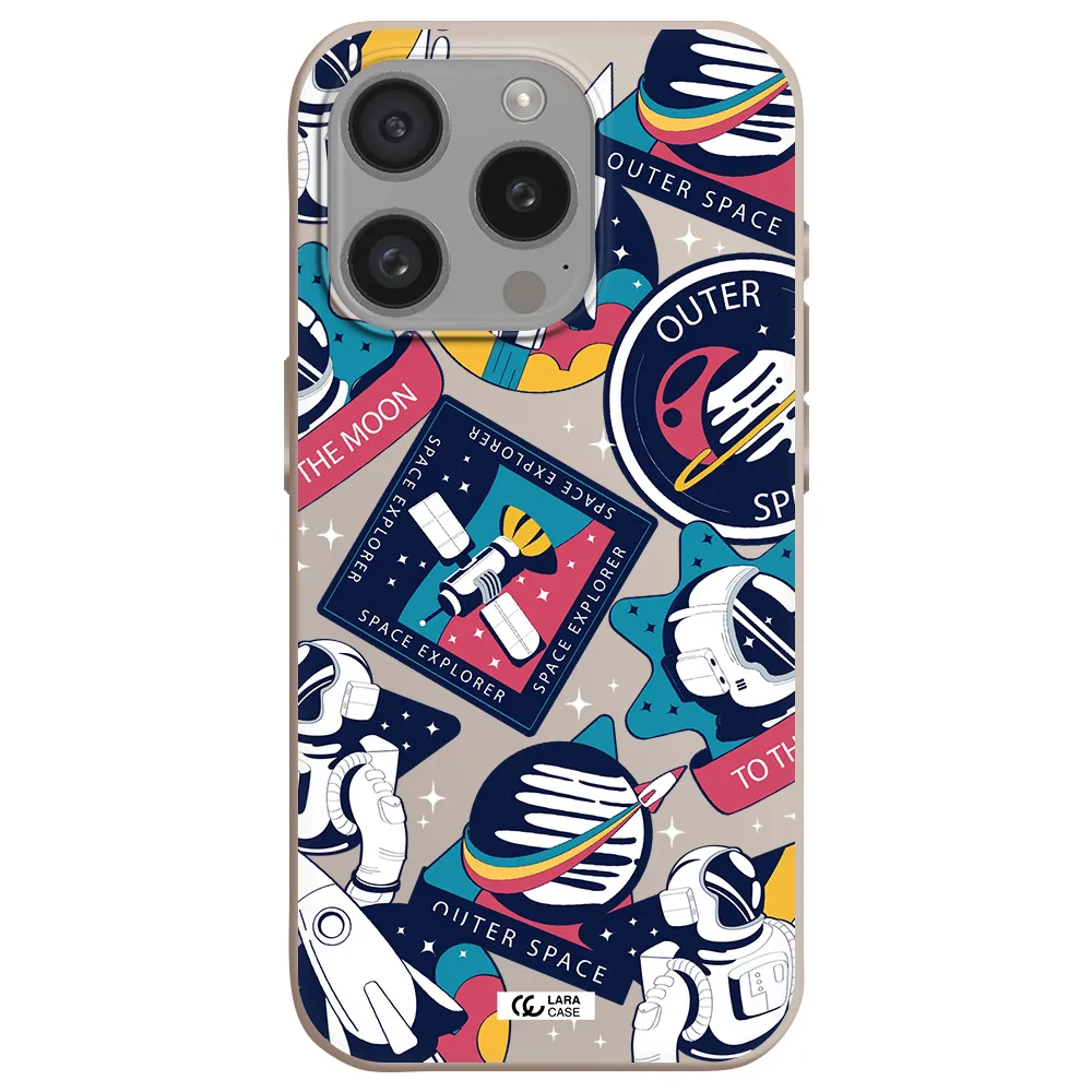 Astronaut Stickers Apple Iphone 15 Pro Silicone Stone Case