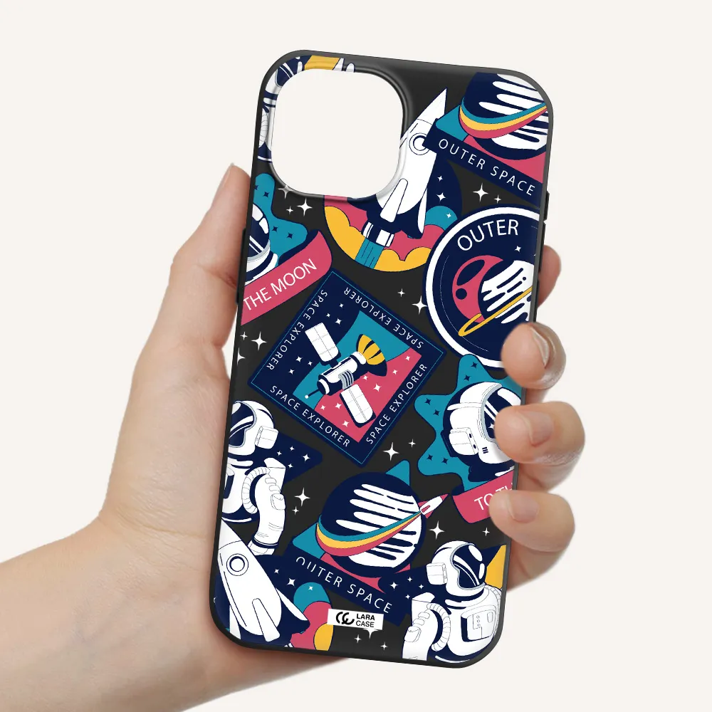 Astronaut Stickers Apple iPhone 15 Silicone black Case