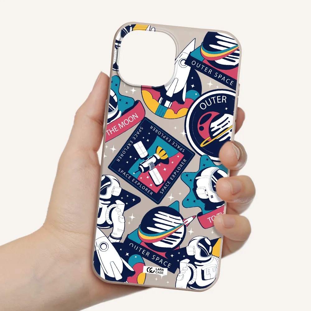 Astronaut Stickers Apple iPhone 15 Silicone Stone Case