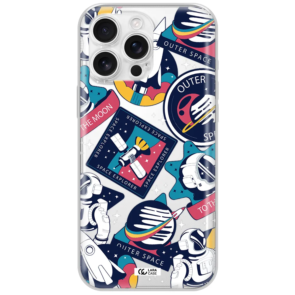 Astronaut Stickers Apple Iphone 16 Pro Max Clear Tpu Case