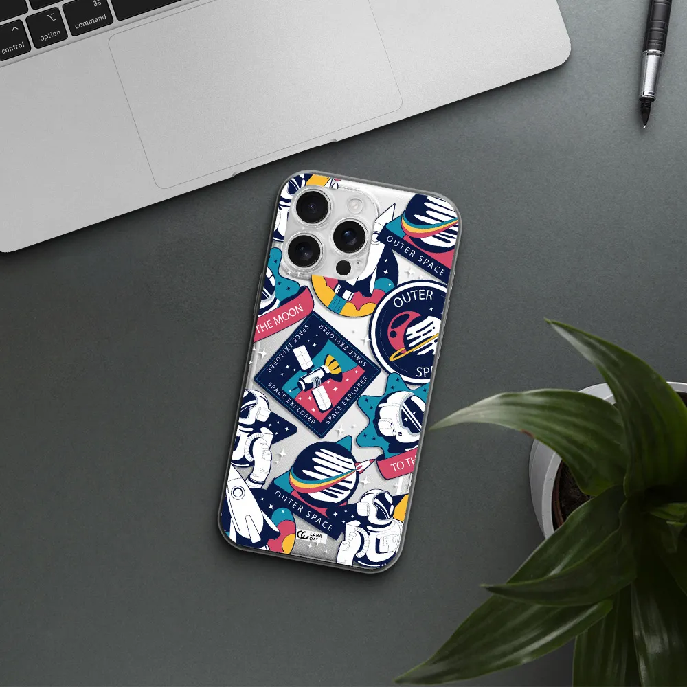 Astronaut Stickers Apple Iphone 16 Pro Max Clear Tpu Case