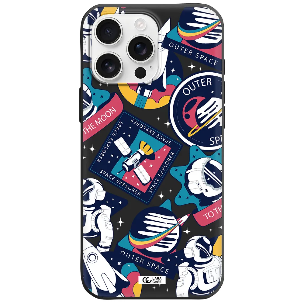 Astronaut Stickers Apple Iphone 16 Pro Max Silicone Black Case