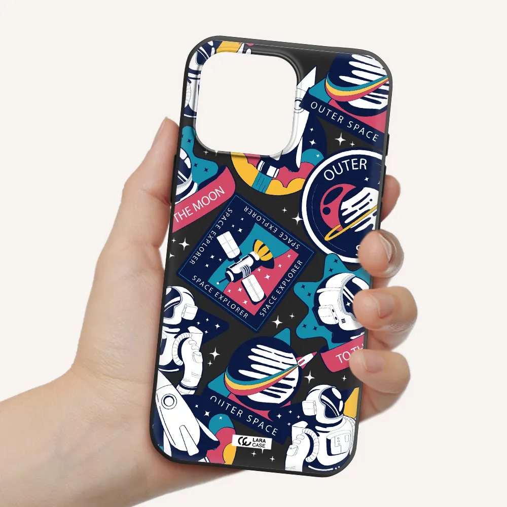 Astronaut Stickers Apple Iphone 16 Pro Max Silicone Black Case