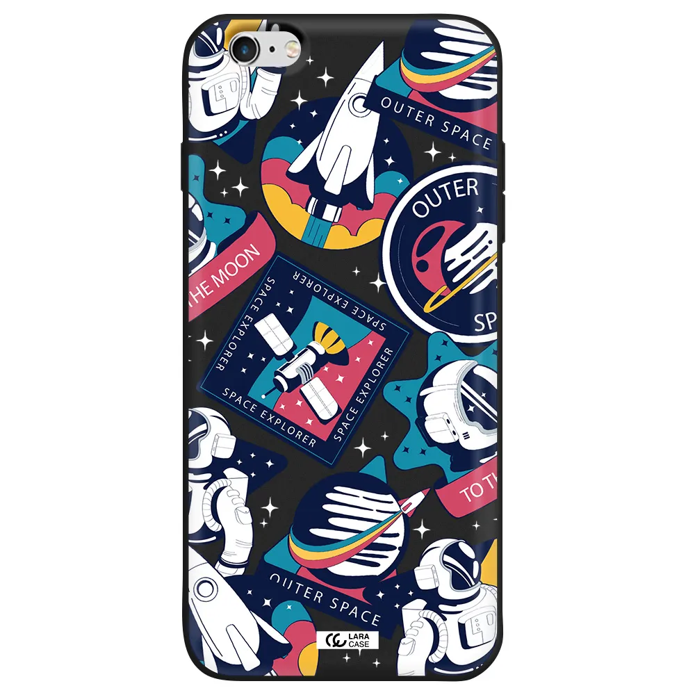 Astronaut Stickers Apple iPhone 6 plus Silicone black Case