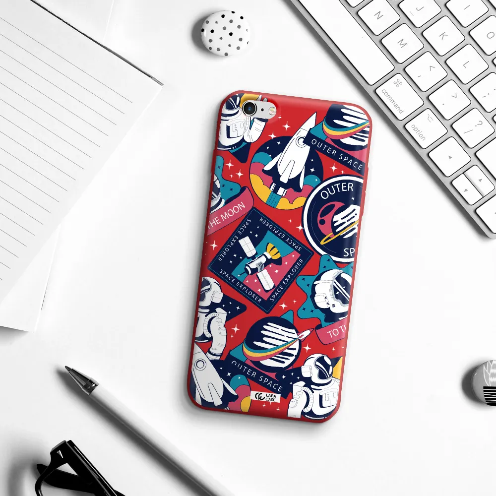Astronaut Stickers Apple iPhone 6 plus Silicone Imperial Red Case