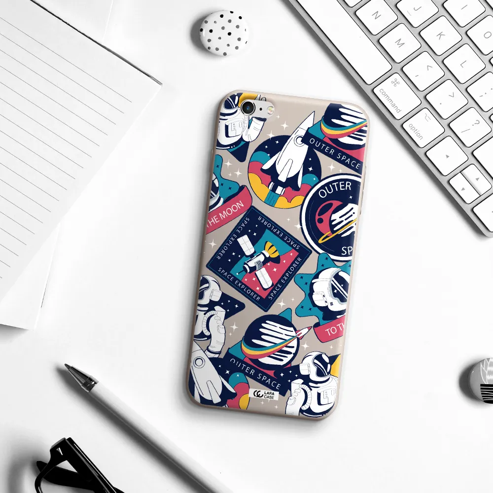Astronaut Stickers Apple iPhone 6 plus Silicone Stone Case