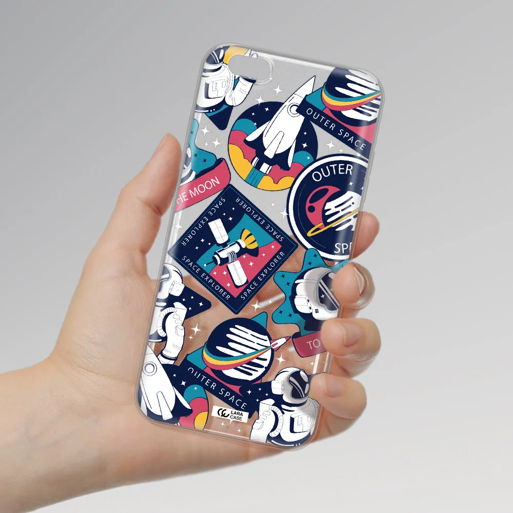 Astronaut Stickers Apple iPhone 6 s plus Clear TPU Case