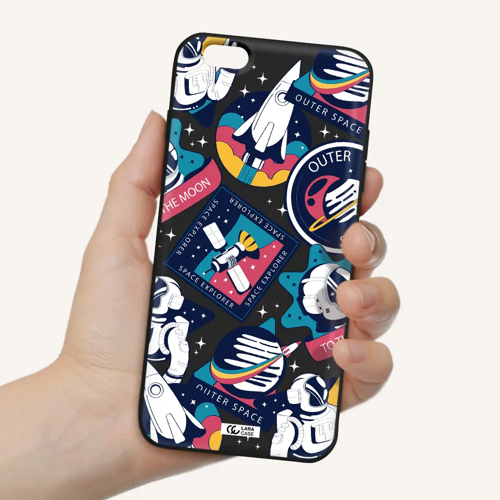 Astronaut Stickers Apple iPhone 6 s plus Silicone black Case