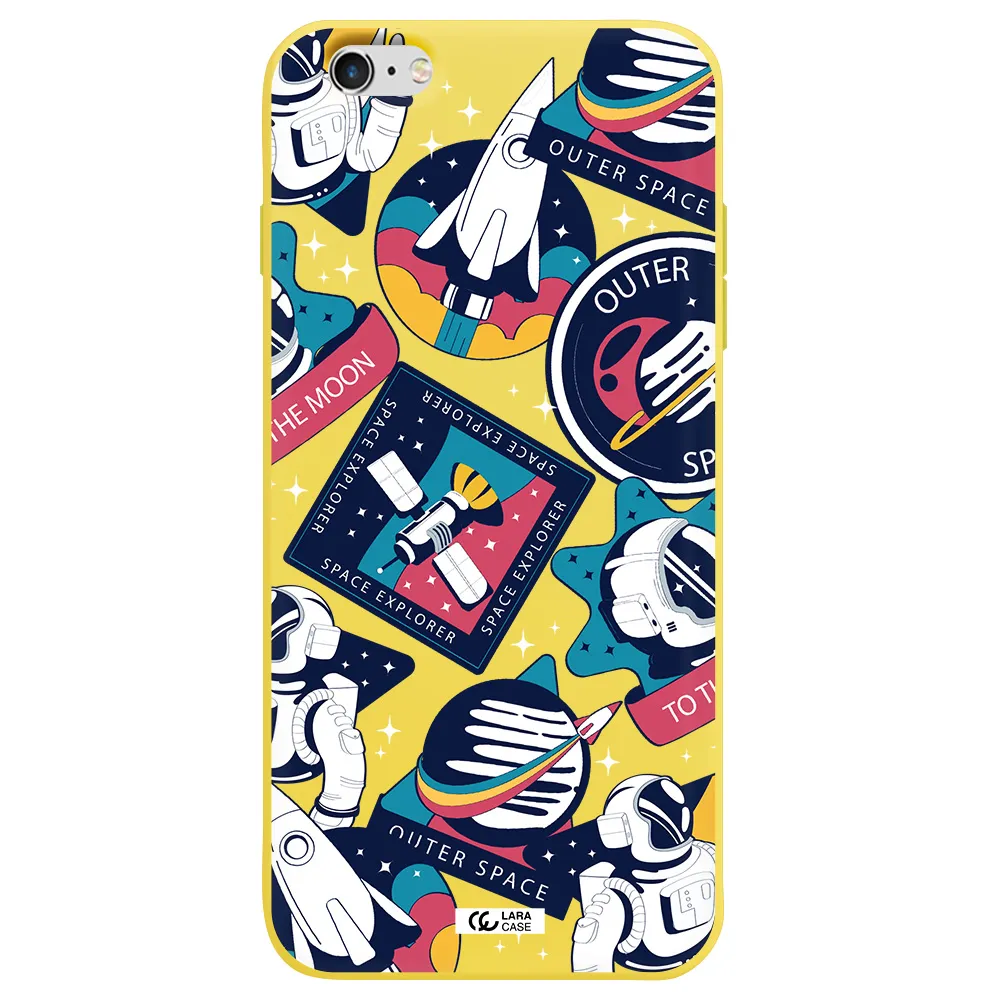 Astronaut Stickers Apple iPhone 6 s plus Silicone canary yellow Case