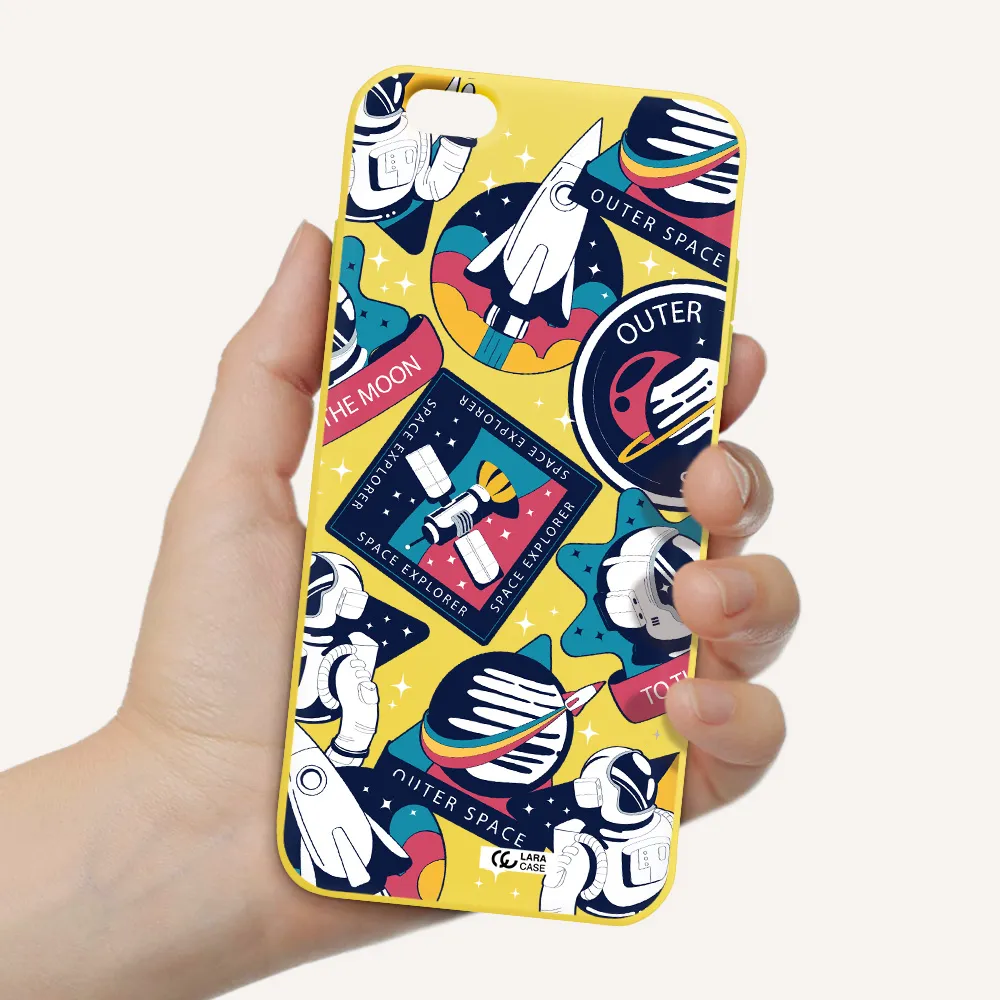 Astronaut Stickers Apple iPhone 6 s plus Silicone canary yellow Case