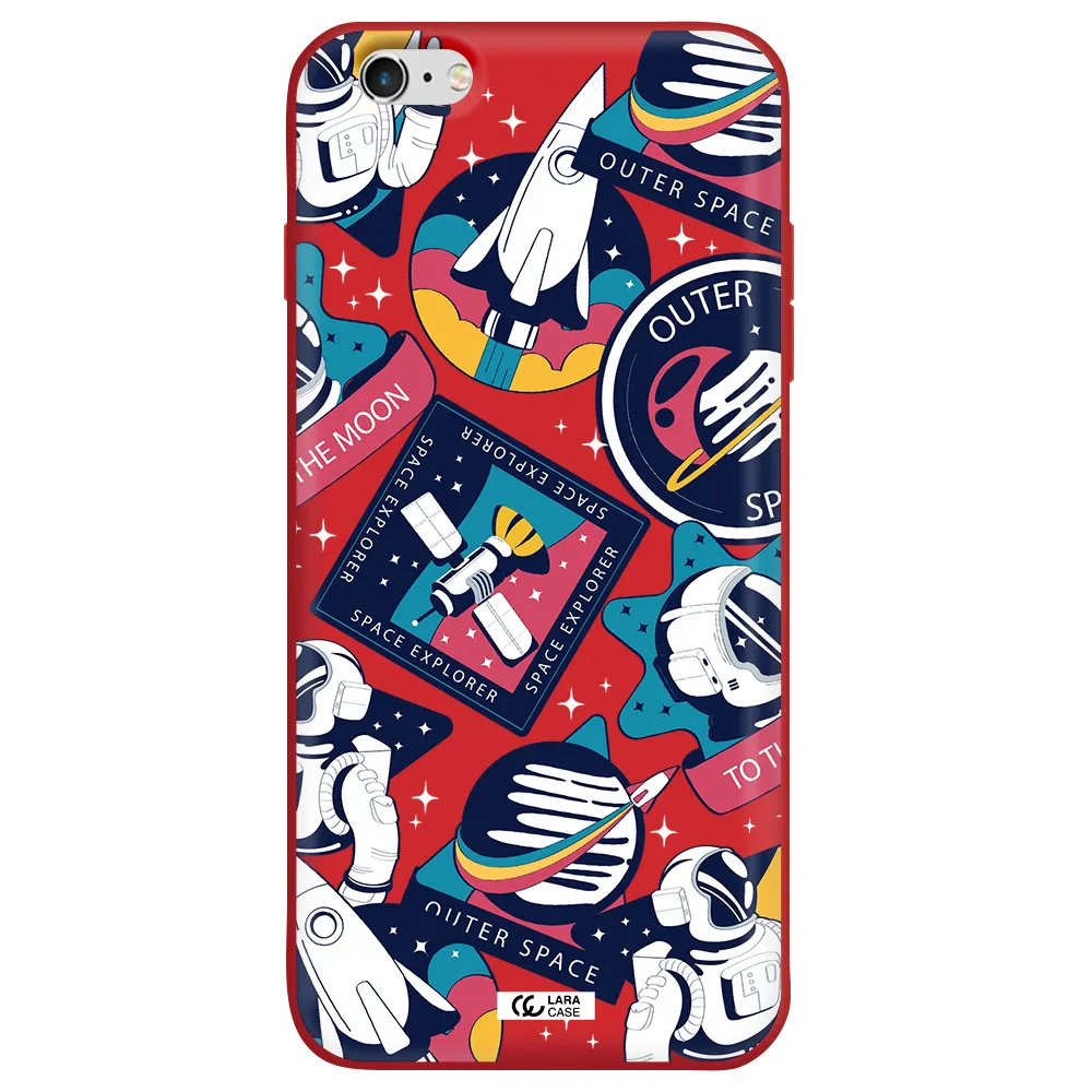 Astronaut Stickers Apple iPhone 6 s plus Silicone Imperial Red Case