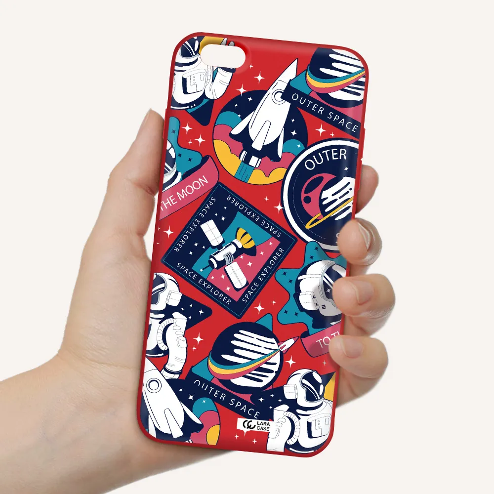 Astronaut Stickers Apple iPhone 6 s plus Silicone Imperial Red Case