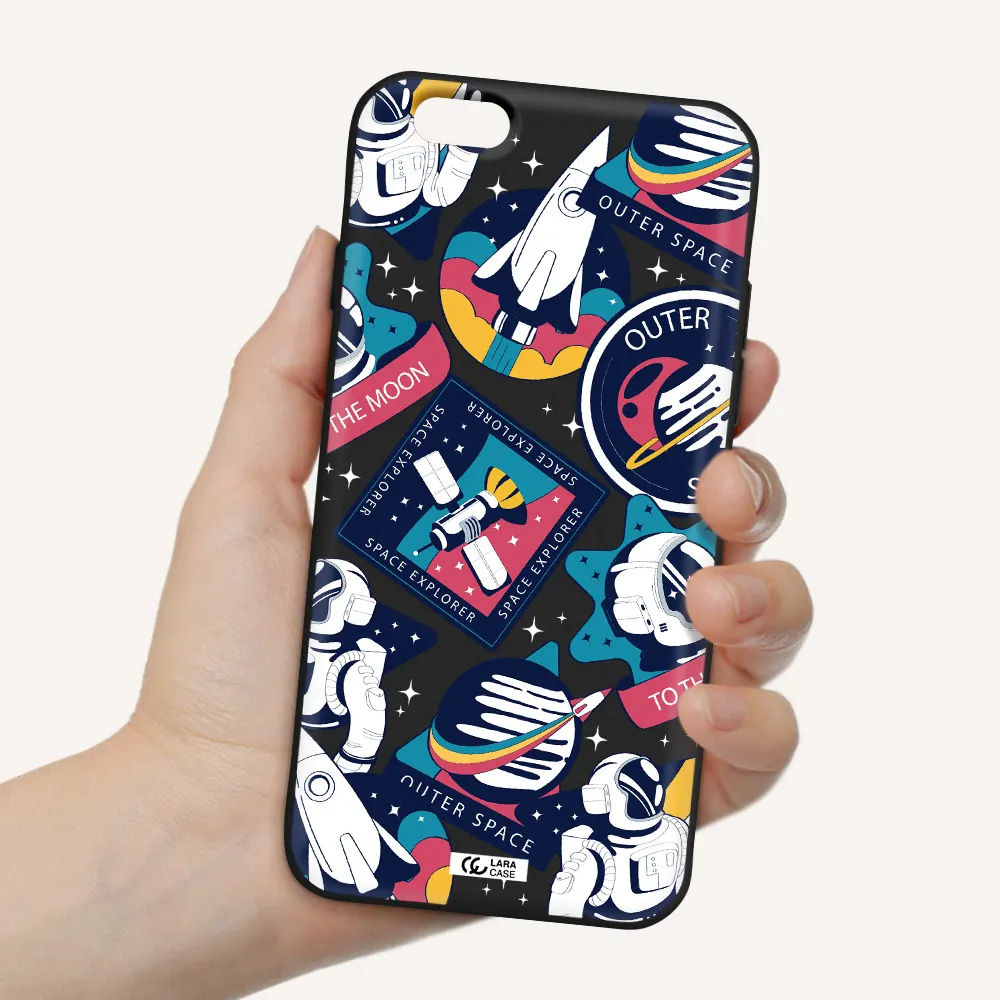 Astronaut Stickers Apple iPhone 6 Silicone black Case