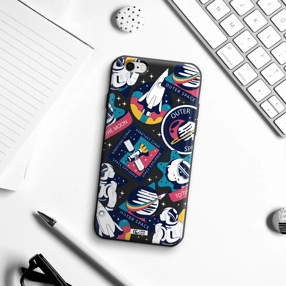 Astronaut Stickers Apple iPhone 6 Silicone black Case