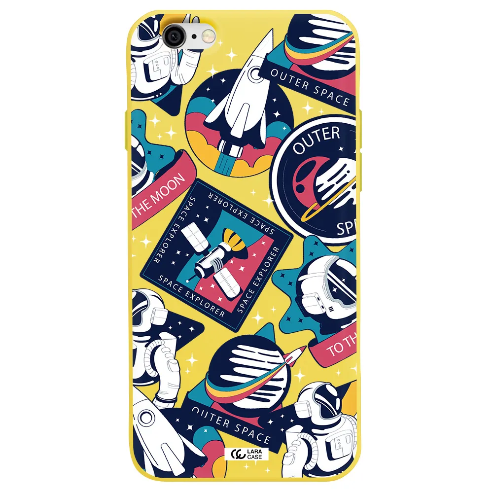 Astronaut Stickers Apple iPhone 6 Silicone canary yellow Case