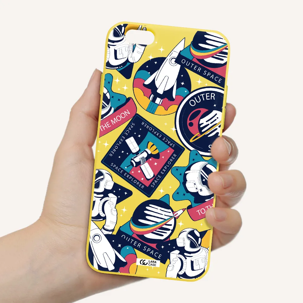 Astronaut Stickers Apple iPhone 6 Silicone canary yellow Case