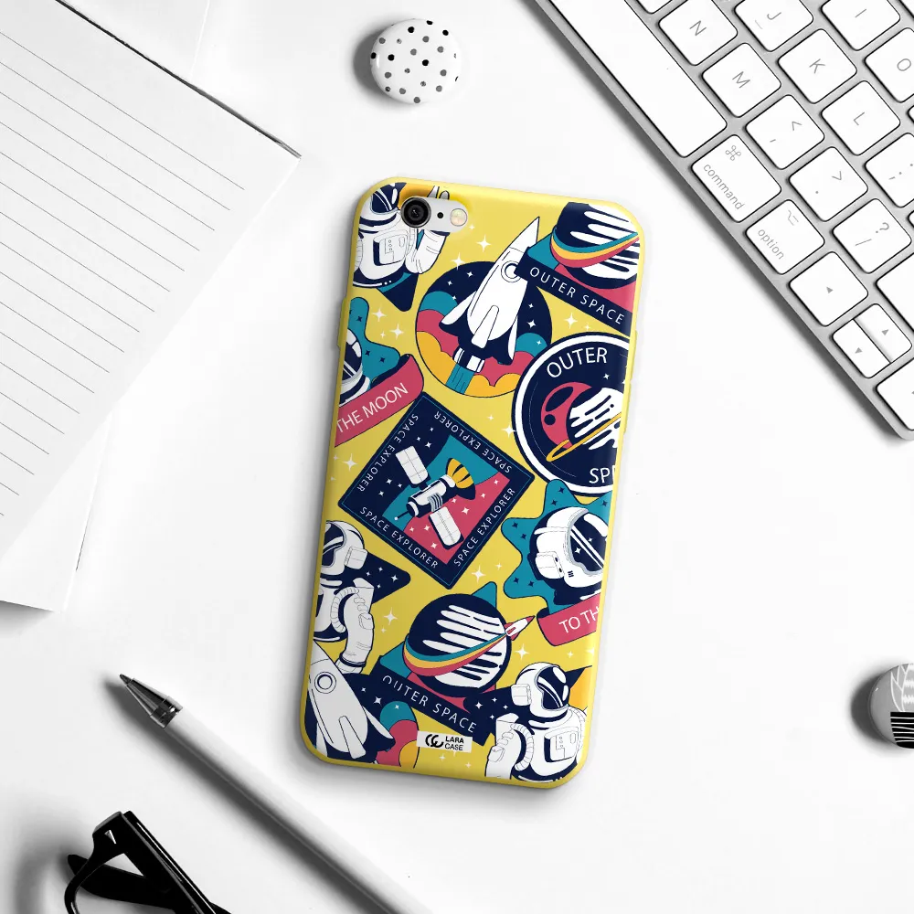 Astronaut Stickers Apple iPhone 6 Silicone canary yellow Case