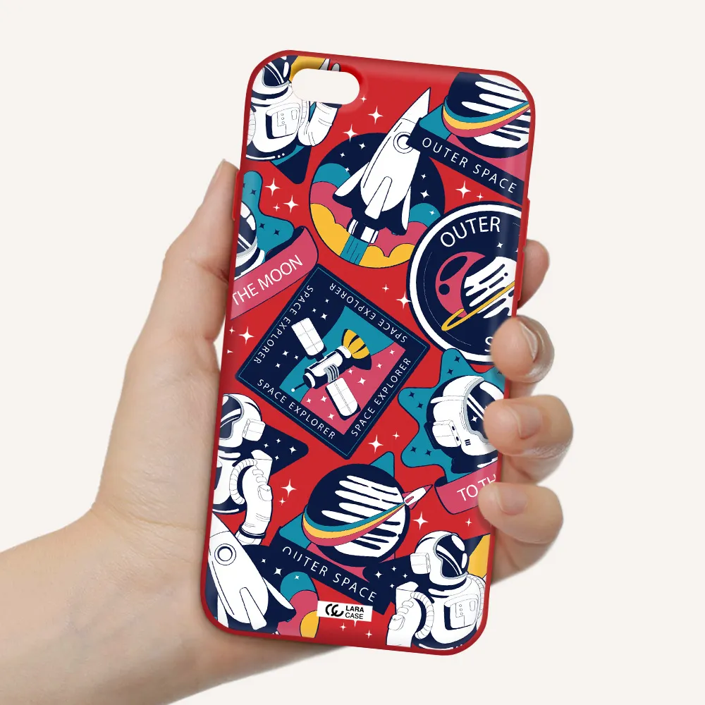 Astronaut Stickers Apple iPhone 6 Silicone Imperial Red Case