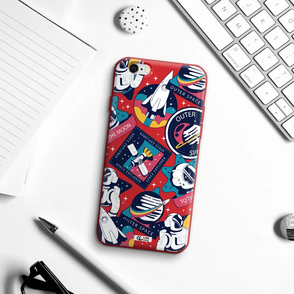 Astronaut Stickers Apple iPhone 6 Silicone Imperial Red Case