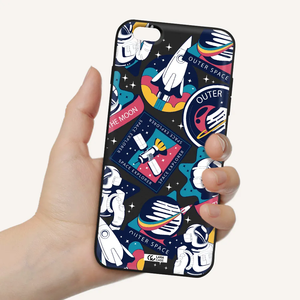 Astronaut Stickers Apple iPhone 6S Silicone black Case
