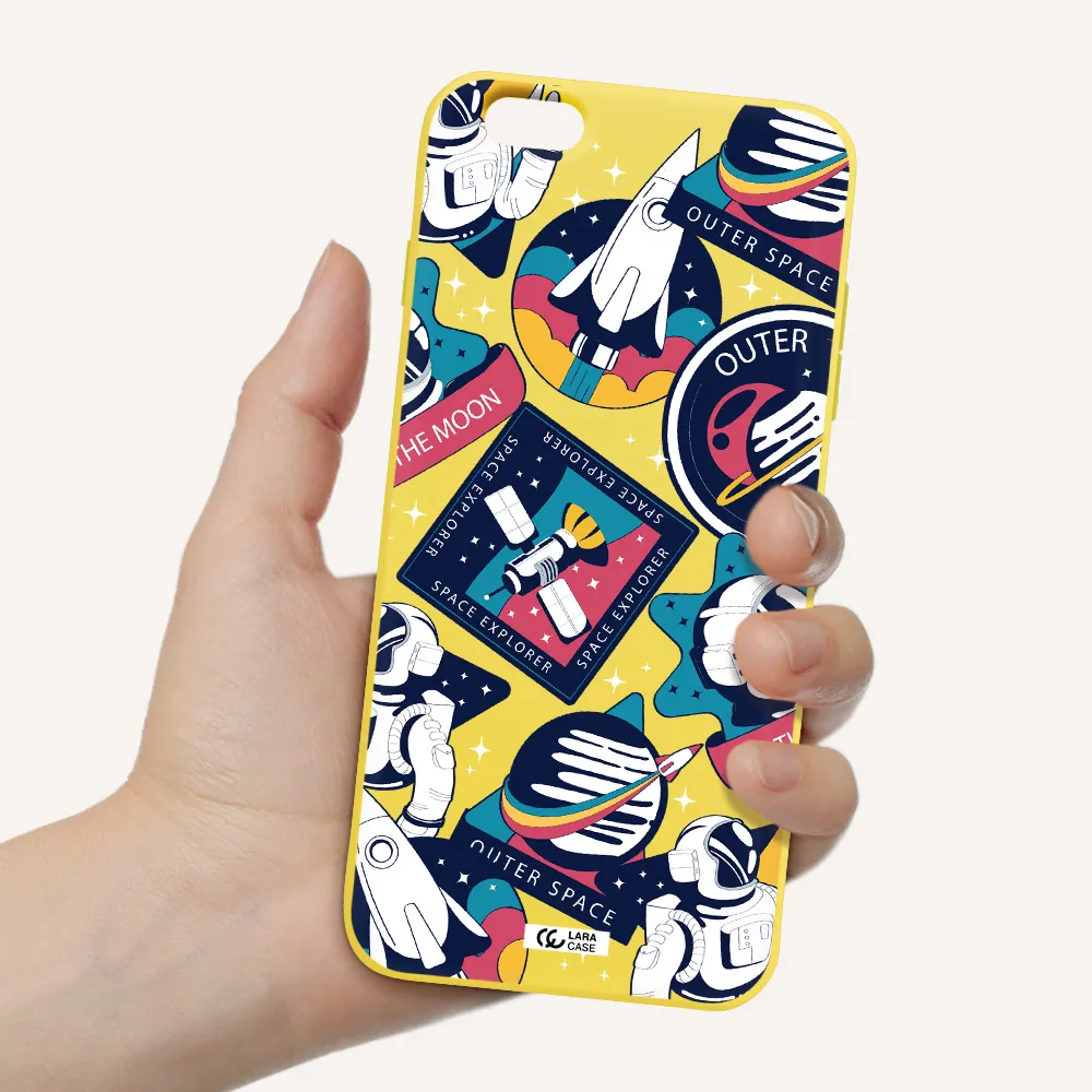 Astronaut Stickers Apple iPhone 6S Silicone canary yellow Case