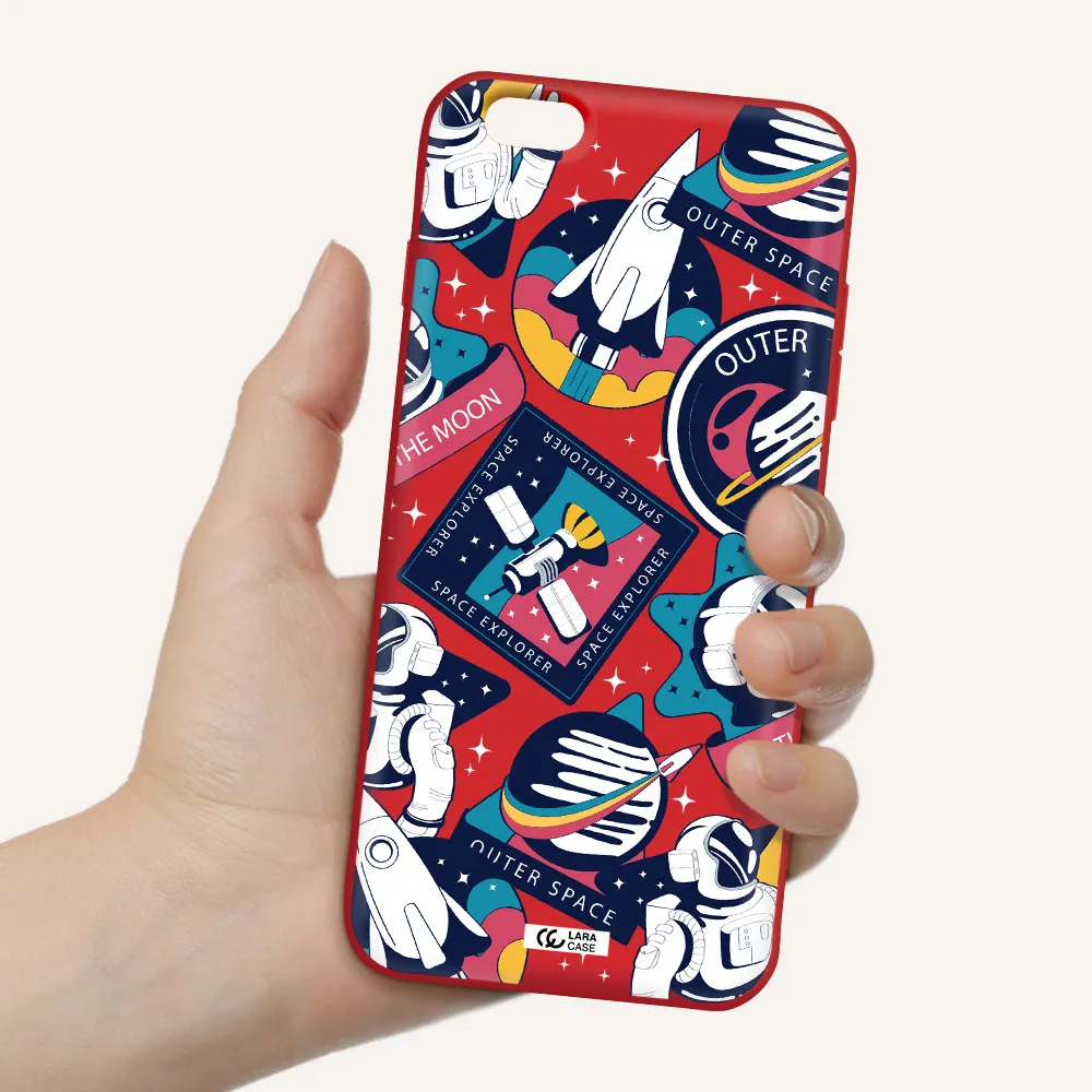 Astronaut Stickers Apple iPhone 6S Silicone Imperial Red Case