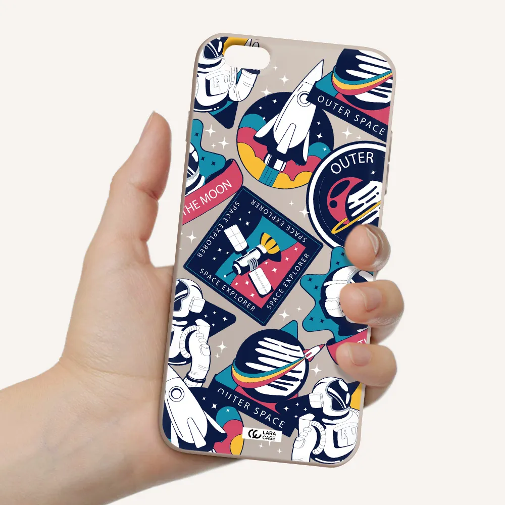 Astronaut Stickers Apple iPhone 6S Silicone Stone Case