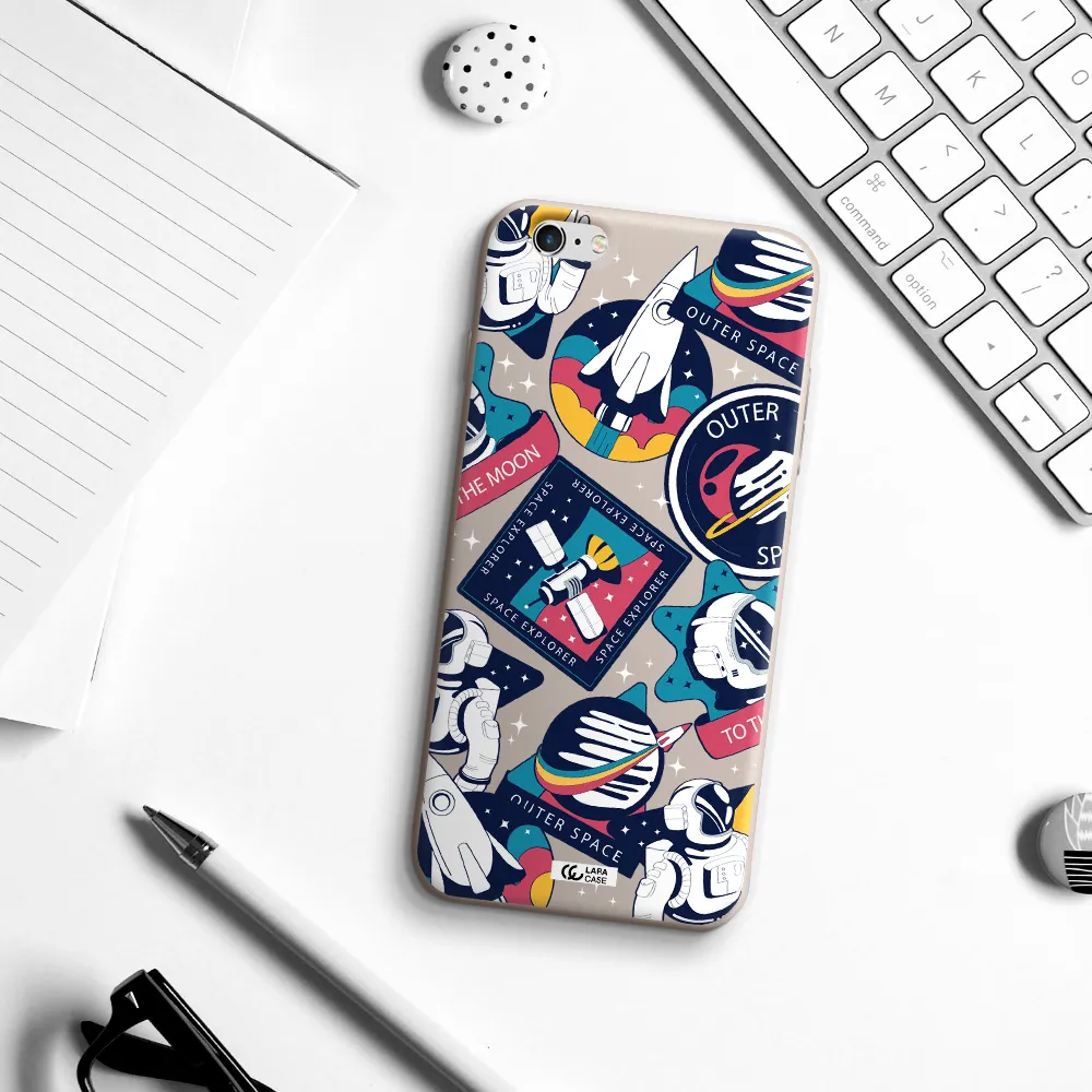 Astronaut Stickers Apple iPhone 6S Silicone Stone Case