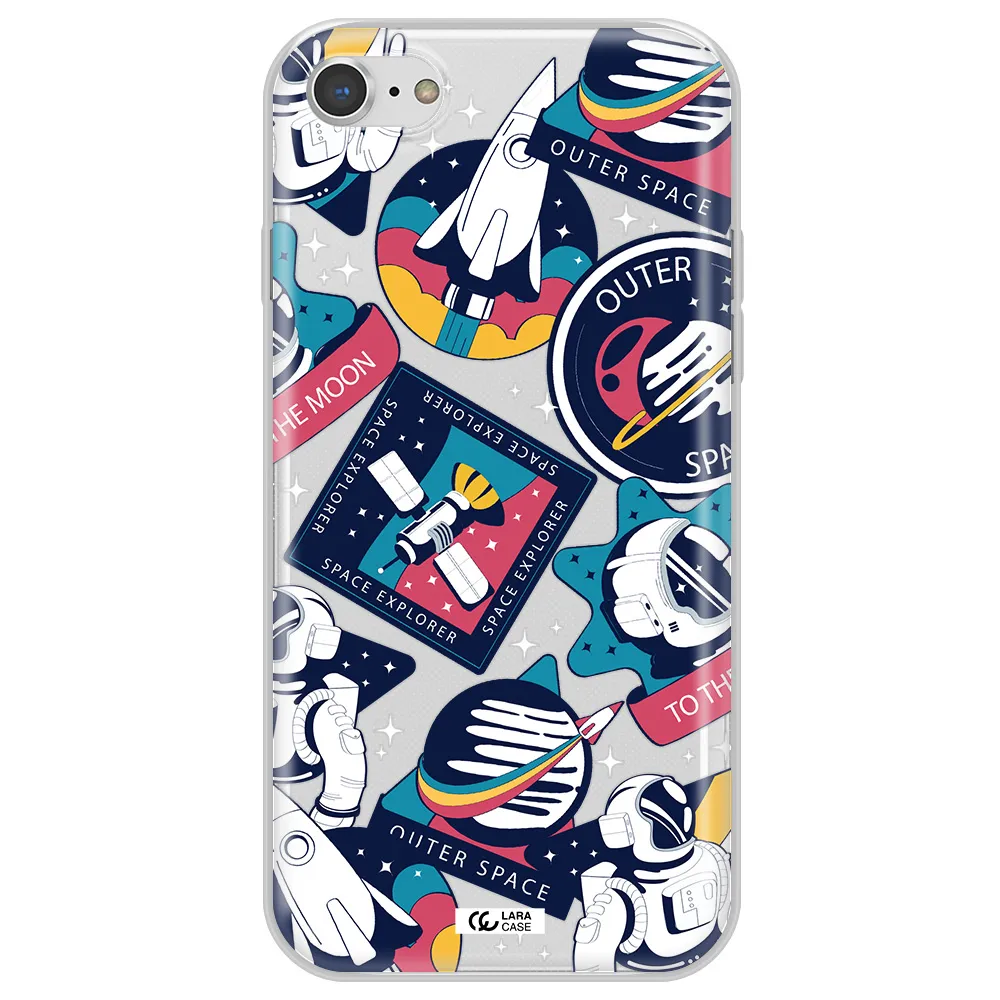 Astronaut Stickers Apple iPhone 7 Clear TPU Case