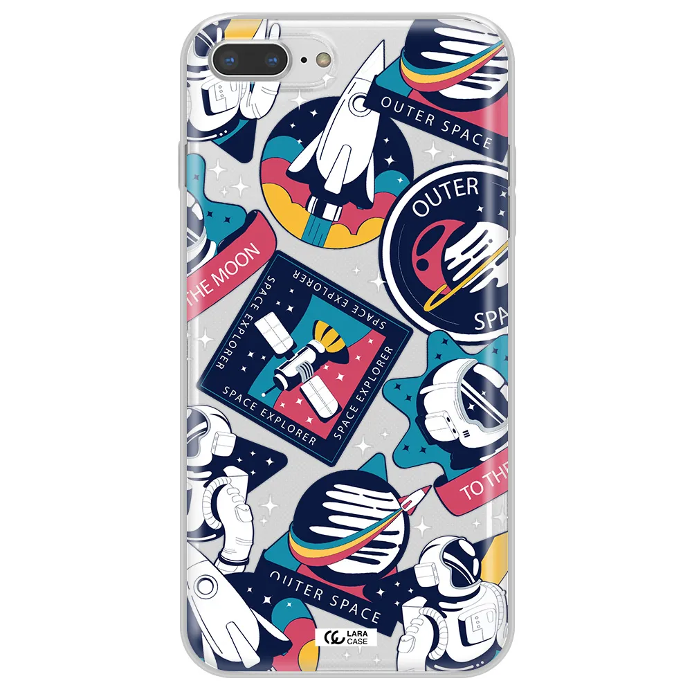Astronaut Stickers Apple iPhone 7 plus Clear TPU Case