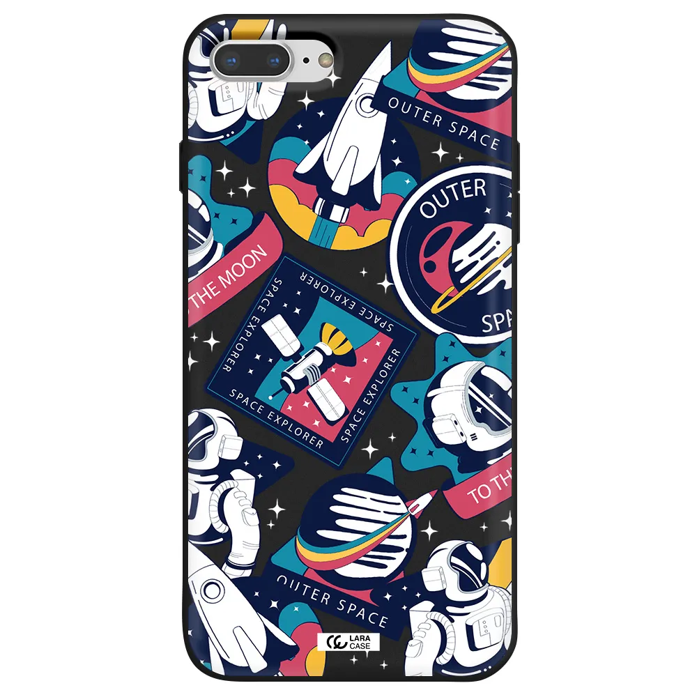 Astronaut Stickers Apple iPhone 7 plus Silicone black Case