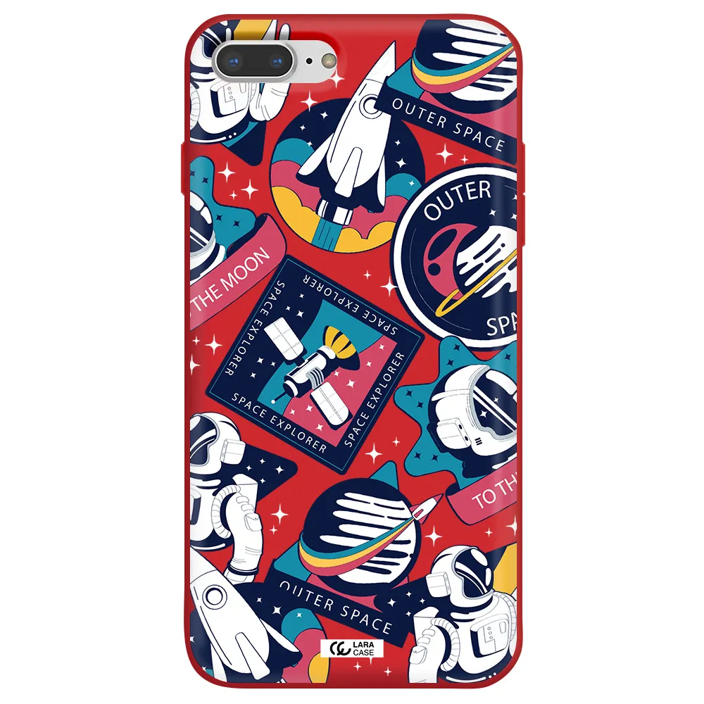 Astronaut Stickers Apple iPhone 7 plus Silicone Imperial Red Case