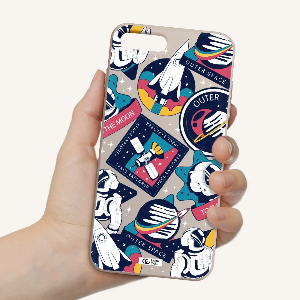 Astronaut Stickers Apple iPhone 7 plus Silicone Stone Case