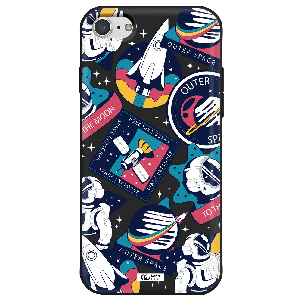 Astronaut Stickers Apple iPhone 7 Silicone black Case