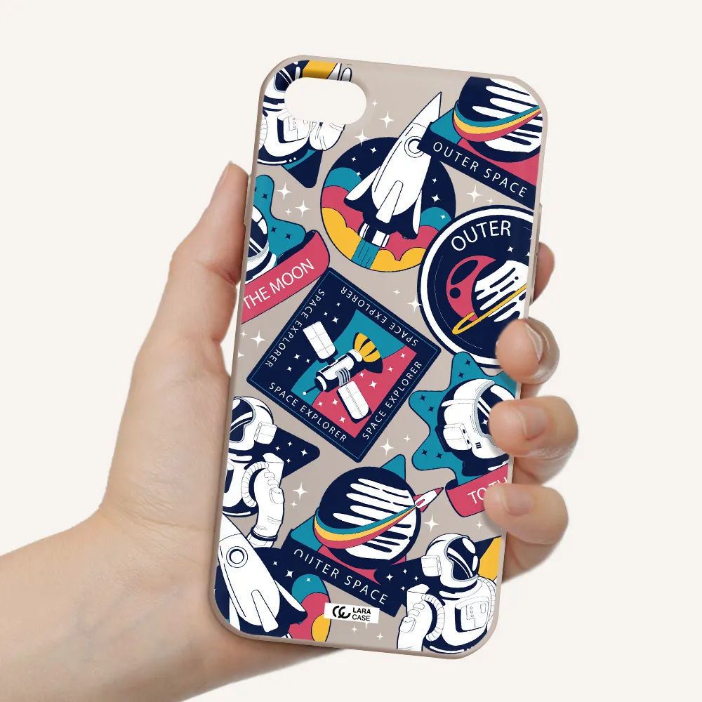 Astronaut Stickers Apple iPhone 7 Silicone Stone Case