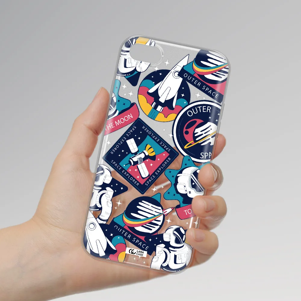 Astronaut Stickers Apple iPhone 8 Clear TPU Case