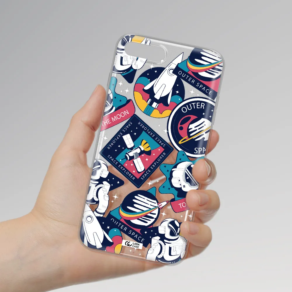 Astronaut Stickers Apple iPhone 8 plus Clear TPU Case