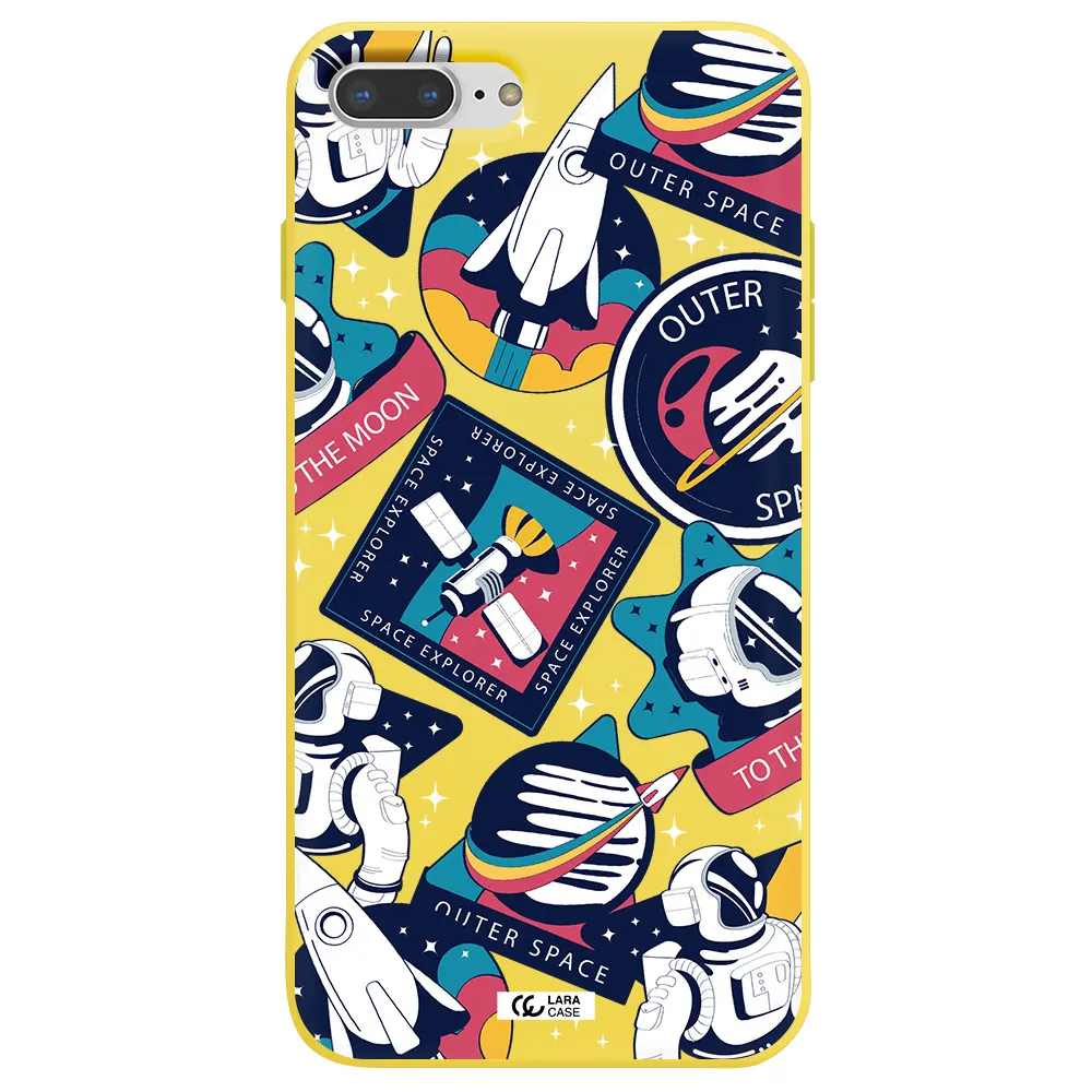 Astronaut Stickers Apple iPhone 8 plus Silicone canary yellow Case
